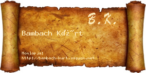 Bambach Kürt névjegykártya